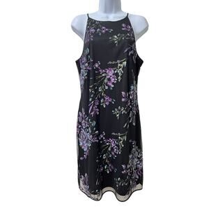 White House Black Market Sequin Floral Shift Mini Dress Size‎ 8 Fairy Grunge Y2K